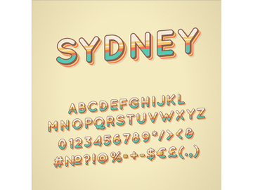 Sydney vintage 3d vector alphabet set preview picture