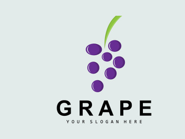 Grape Fruit Logo, Circle Style Fruit Design, Grape Farm Vector, Wine Drink, Nature Icon, Illustration Template preview picture