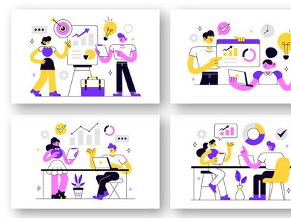 10 Business Management Vector Illustration