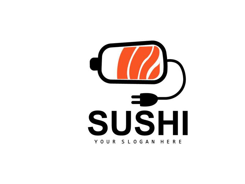 Sushi Logo, Japanese Food Sushi Seafood Vector