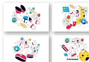 10 Astronaut Vector Illustration
