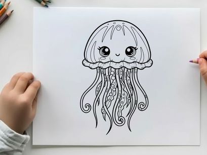 Cute jellyfish character smiling vector illustration