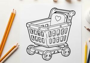 Shopping cart with heart love symbol vector illustration flat design