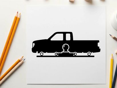 Silhouette of a pickup truck with a trailer