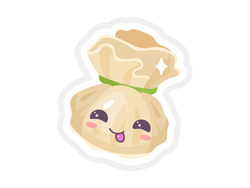 Chinese dumpling cute kawaii vector character