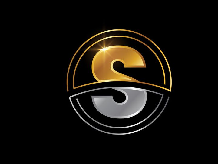 Initial English alphabet with circle frame. Golden and silver color alphabet symbol for corporate business identity