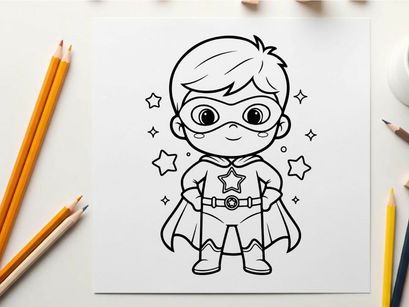 Cute kid superhero flying vector illustration flat design