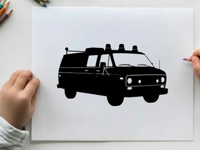 Silhouette of a police car with lights on top