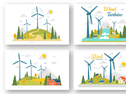 9 Sustainable Wind Turbine Illustration