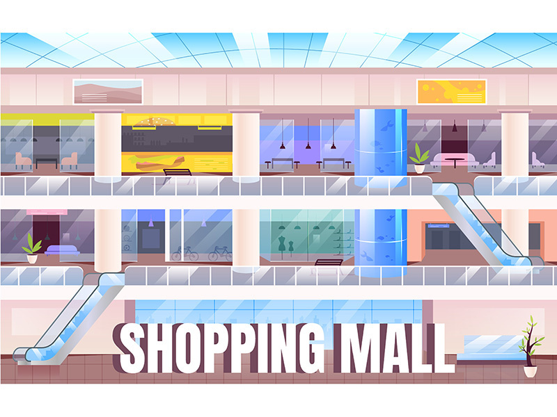 Shopping mall banner flat vector template