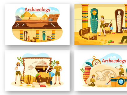 16 Archeology Vector Illustration