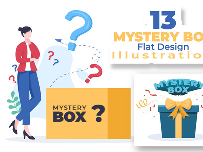 13 Mystery Gift Box Cartoon Illustration
