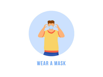 Wear mask flat detailed icon preview picture