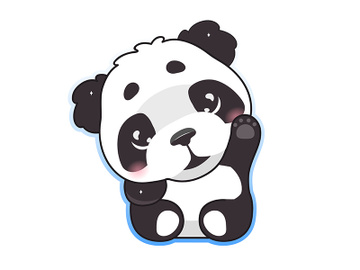 Cute panda waving hand kawaii cartoon vector character preview picture