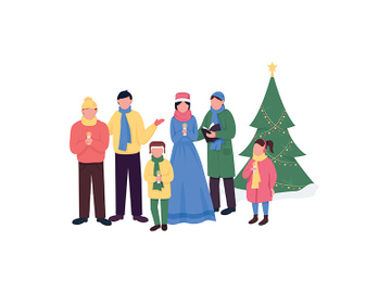 Christmas carollers flat color vector faceless characters preview picture