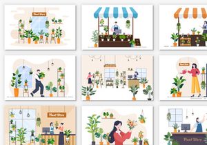 22 Flowers Store and Plants Shop Background Illustration