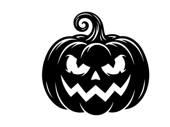 Spooky Halloween Pumpkin with Menacing Face for Fall Decor