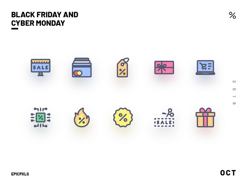 Black Friday and Cyber Monday Icons