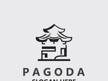 Pagoda culture logo vintage design illustration, temple heritage building vector