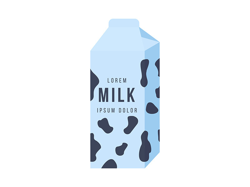 Cow milk carton semi flat color vector object