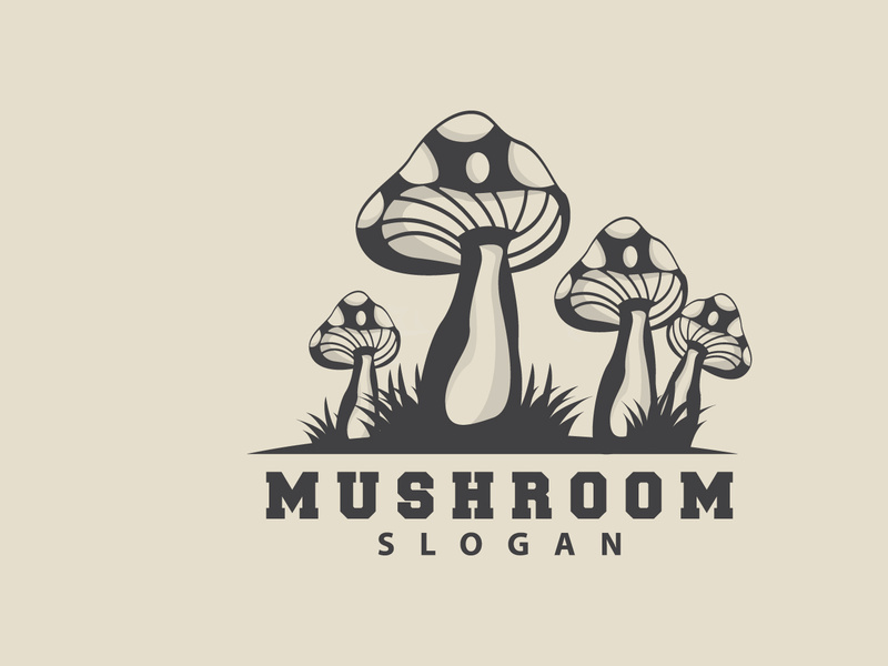 Mushroom Logo, Retro Minimalist Design