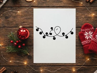 Dekorative Weihnachtsgirlande mit Ornamenten und Lichtern