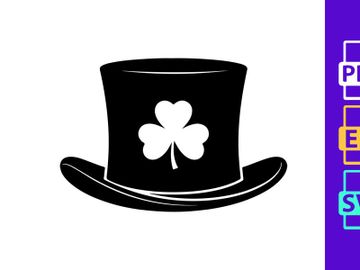 Black top hat with white clover icon luck symbol isolated vector preview picture