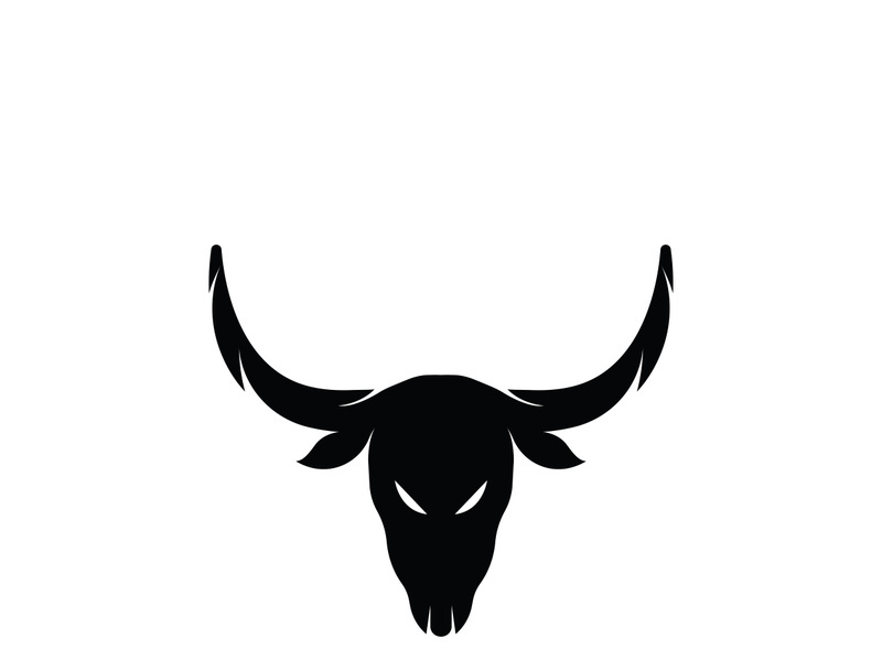 Retro vintage bull head horns logo.