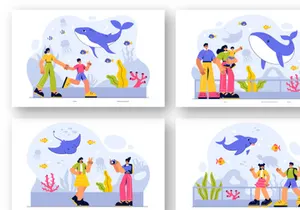 9 Aquarium Vector Illustration