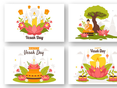 9 Buddhist Vesak Day Illustration