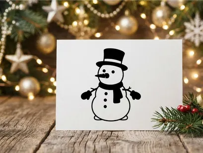 Cute Snowman with Top Hat and Scarf for Winter Holiday Decor