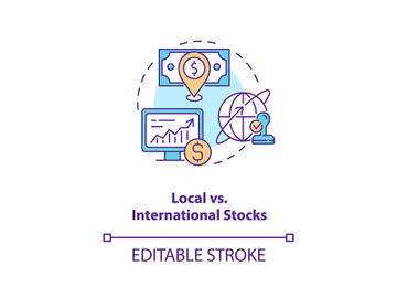 Local vs. international stocks concept icon preview picture