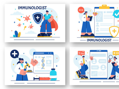 13 Immunologist Vector Illustration