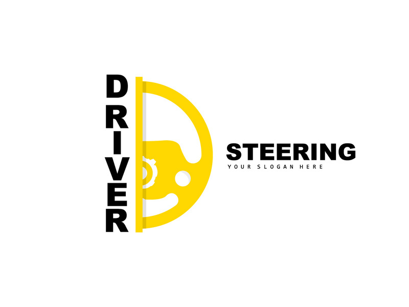 Car Steering Logo, Driver Vector
