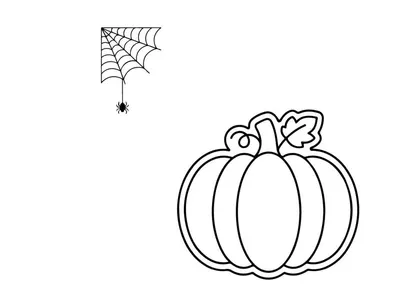 Handgezeichneter Halloween-Kürbis mit Eheringen. Verspielte Herbstskizze eines geschnitzten Kürbiskopfs mit Verlobungsschmuck.