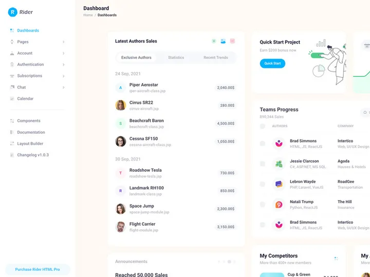 Rider HTML - Free Admin Theme preview picture