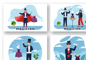 12 Magician Illusionist Illustration