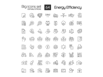 Energy efficiency linear icons set preview picture