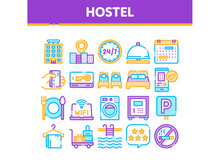 Hostel Elements Vector Sign Icons Set