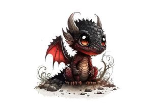Cute Baby Dragon Watercolor SVG Clipart