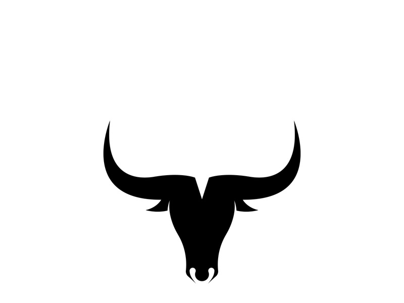 Retro vintage bull head horns logo.