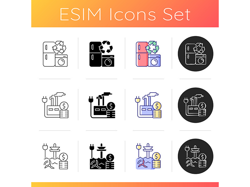 Electricity icons set