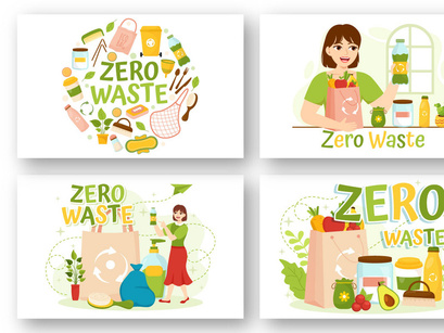 12 Zero Waste Vector Illustration