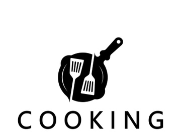 frying pan and spatula logo, kitchen cooking equipment, for business, company, restaurant preview picture