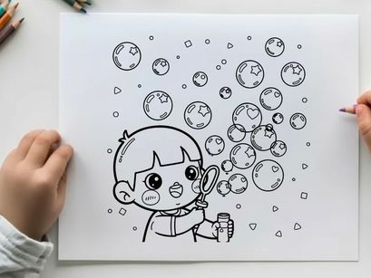 Curious baby discovering world with magnifying glass vector illustration