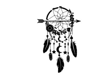 Silhouette dreamcatcher with arrow and feathers silhouette preview picture