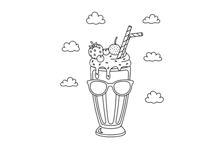 Cute ice cream sundae with glasses vector illustration