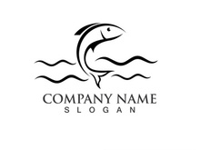 Fish jump logo animal vector