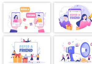 20 Refer a Friend Flat Design Illustration