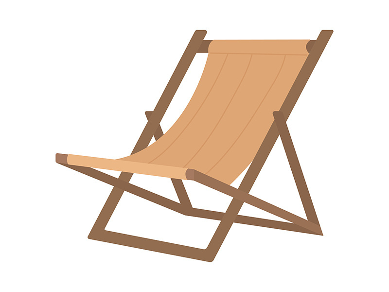 Collapsible chair for backyard semi flat color vector object